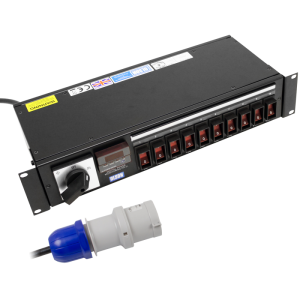 10 Way 19" 2U Power Metered 16A IEC 60320 C19 Main Switch Individual Circuit Breaker Rack Mount PDU