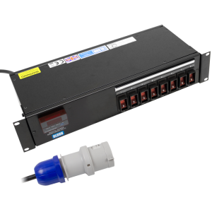 8 Way 19" 2U Power Metered 16A IEC 60320 C19 Individual Circuit Breaker Rack Mount PDU
