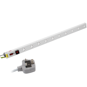 10 Way Vertical 13A Sockets Angled Right Illuminated Main Switch Fused 13A Plug PDU - Image 1