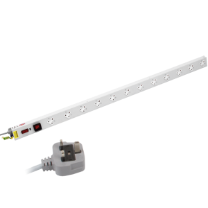 12 Way Vertical 13A Sockets Angled Right Illuminated Main Switch Fused 13A Plug PDU - Image 1