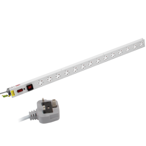 14 Way Vertical 13A Sockets Angled Right Illuminated Main Switch Fused 13A Plug PDU - Image 1