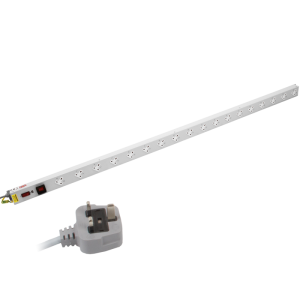 18 Way Vertical 13A Sockets Angled Right Illuminated Main Switch Fused 13A Plug PDU - Image 1