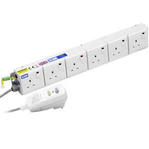 6 Way 13A Switched Socket Neon Flat 13A RCD Plug Portable PDU