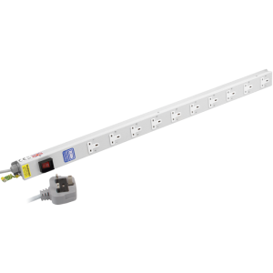 10 Way 13A Vertical Sockets Illuminated Main Switch 13A Plug PDU - Image 1