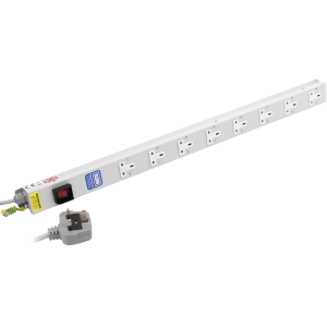 8 Way 13A Vertical Sockets Illuminated Main Switch 13A Plug PDU - Image 1