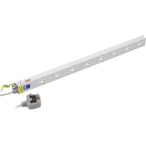 8 Way 13A Vertical Sockets Neon 13A Plug PDU - Image 1