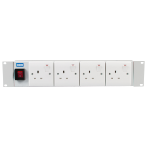4 Way 19" 2U Horizontal 13A Individually Switched Illuminated Main Switch Rack Mount 13A Plug PDU - Image 2