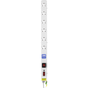 6 Way 13A Vertical Sockets Illuminated Main Switch Fused 13A Plug PDU - Image 2