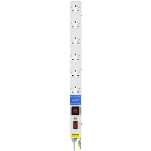 6 Way 13A Vertical Sockets RF Filtered Surge Protected Illuminated Main Switch Fused 13A Plug PDU - Image 2