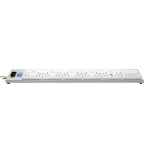 10 Way 13A Switched + 2 USB Charger + 4 RJ45 Ethernet Illuminated Main Switch Sloping Bench PDU - Image 3