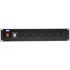 6 Way 19" 2U Horizontal 13A Surge Protected Illuminated Main Switch Rack Mount PDU - Image 2