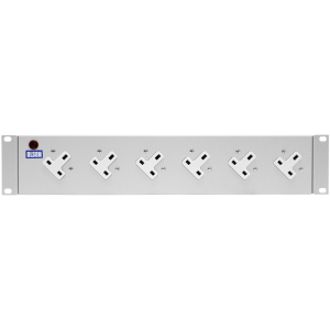6 Way 19" 2U Horizontal 13A Unswitched Angled Left Neon Rack Mount PDU - Image 2