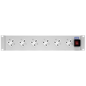 6 Way 19" 2U Horizontal 13A Angled Left Illuminated Main Switch Rack Mount PDU - Image 2