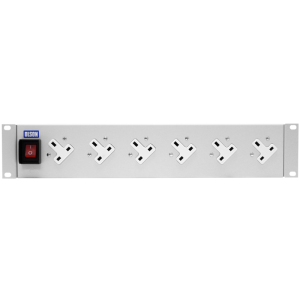 6 Way 19" 2U Horizontal 13A Angled Right Illuminated Main Switch Rack Mount PDU - Image 2
