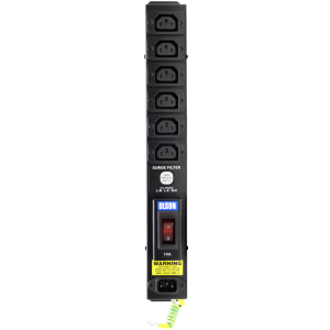 6 Way 10A IEC C13 Sockets C14 Inlet Circuit Breaker Surge Protected PDU - Image 2