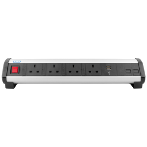 4 Way 13A Main Switched & Individually Fused + 2 USB Charger + 2 RJ45 Ethernet Office Desk PDU - Image 2
