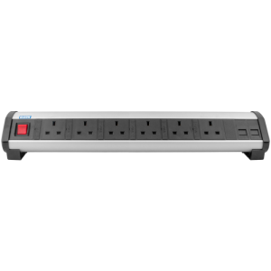 6 Way 13A Main Switched & Individually Fused + 2 RJ45 Ethernet Office Desk PDU - Image 2