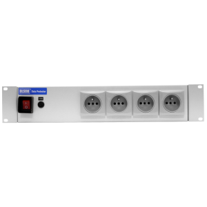 4 Way 19" 2U 10A French / Belgian RF Filtered Surge Protected Fused Main Switch Rack Mount PDU - Image 2
