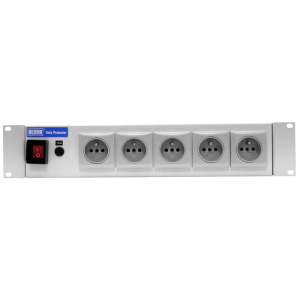 5 Way 19" 2U 10A French / Belgian RF Filtered Surge Protected Fused Main Switch Rack Mount PDU - Image 2