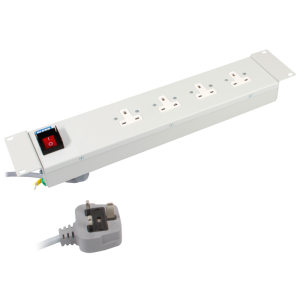 4 Way 19" 2U Horizontal 13A Rack Mount Illuminated Main Switch 13A Plug PDU - Image 3