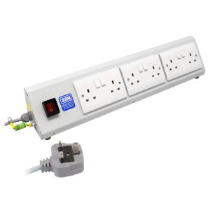 6 Way 13A Switched Illuminated Main Switch RF Filtered Surge Protected Sloping Bench PDU - Image 2