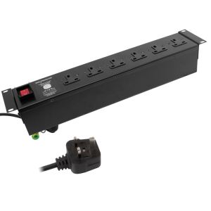 6 Way 19" 2U Horizontal 13A RF Filtered Surge Protected Illuminated Main Switch Rack Mount PDU - Image 3