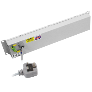 5 Way 19" 2U Horizontal 13A Unswitched Angled Left Neon Rack Mount PDU - Image 4