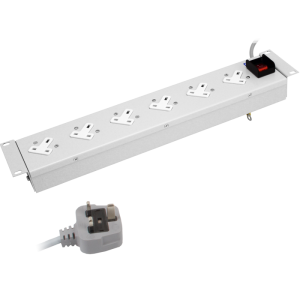 6 Way 19" 2U Horizontal 13A Angled Left Illuminated Main Switch Rack Mount PDU - Image 3