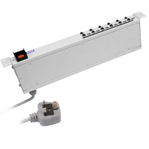 6 Way 19" 1U 10A IEC 60320 C13 Main Switch Individual Neon & Circuit Breaker PDU - Image 3