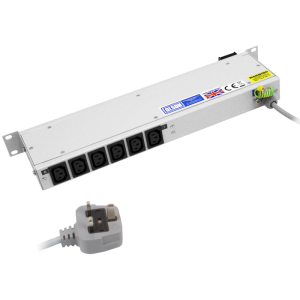 6 Way 19" 1U 10A IEC 60320 C13 Main Switch Individual Neon & Circuit Breaker PDU - Image 4