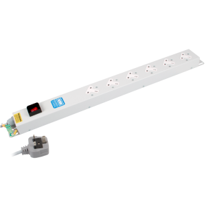 6 Way 13A Sockets Angled Left Illuminated Main Switch 13A Plug PDU - Image 3
