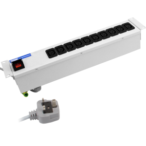 10 Way 19" 2U 10A IEC 60320 C13 RF Filtered Surge Protected Illuminated Main Switch Fused 13A Plug PDU - Image 3