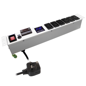 6 Way 1.5U 19" Power Metered 16A IEC 60320 C19 Main Switch Fused PDU - Image 3