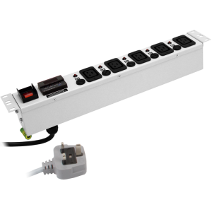 5 Way 1.5U 19" Power Metered 16A IEC 60320 C19 Main Switch Individual Neon & Fused PDU - Image 3