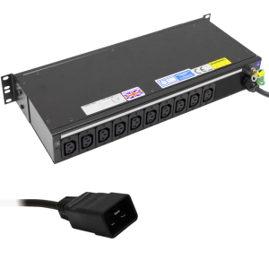 10 Way 19" 1.5U Power Metered 16A C13 Manual Switching Rack Mount Rear Facing Socket PDU - Image 4