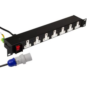 7 Way 19 Inch 1U Horizontal 13A Rack Mount Illuminated Main Switch 16A Plug PDU