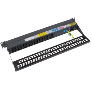8 Way 19" 1U Horizontal Rack Mount Rear Facing IEC 60320 C13 Sockets & Neon Cable Management PDU - Image 1