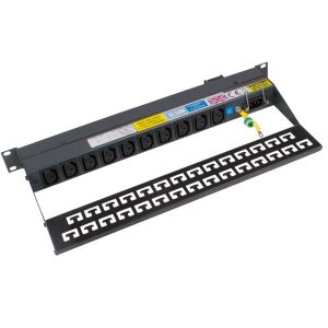 10 Way 19" 1U Horizontal Rack Mount Rear Facing IEC 60320 C13 Sockets & Main Switch Cable Management PDU