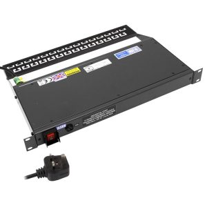 10 Way 19" 1U Horizontal Rack Mount IEC 60320 C13 Sockets Main Switch Fused Sequential Start Cable Management PDU