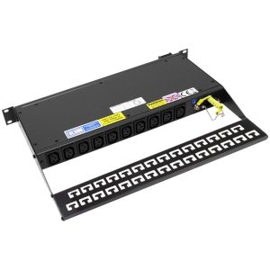 10 Way 19" 1U Horizontal Rack Mount IEC 60320 C13 Sockets Main Switch Individual Neon & Fused Sequential Start Cable Management PDU - Image 2