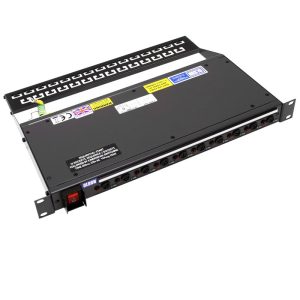 10 Way 19" 1U Horizontal Rack Mount IEC 60320 C13 Sockets Main Switch Individual Neon & Fused Sequential Start Cable Management PDU