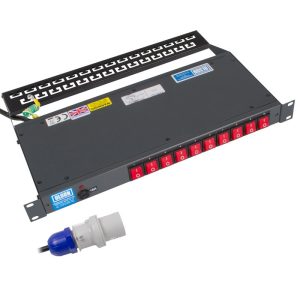 10 Way 19" 1U 16A C13 Manual Switching Rack Mount Rear Facing Socket Cable Management PDU