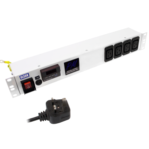 4 Way 1.5U 19" Power Metered 13A IEC 60320 C19 Main Switch Fused PDU